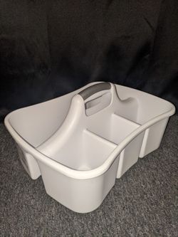 Gray Plastic Divided Caddy with Handle