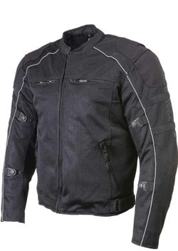 Xelement 'Troubled' Black All-Weather Mesh Motorcycle Biker Rider Jacket with X-Armor Protection