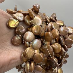 “15 Freshwater baroque coin pearl strands, real pearl beads for jewelry making 
