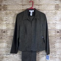 SAGHARBOR Women's 2 Pieces Suit Sz 14  New with Tags Dark Green