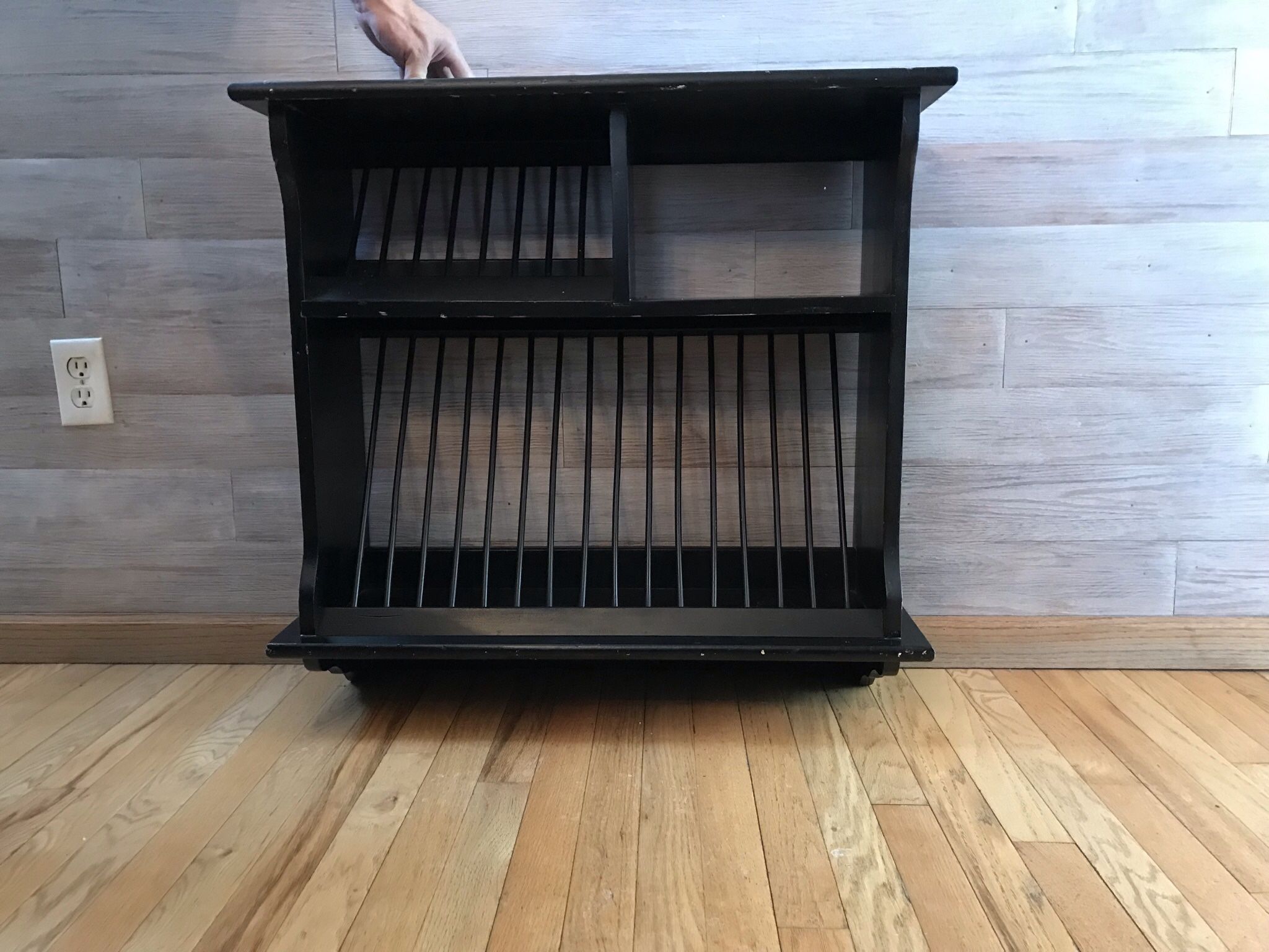 Farmhouse Plate Rack Cabinet Black