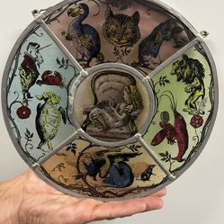 Very Rare Alice In Wonderland Stained Glass Wall Art 