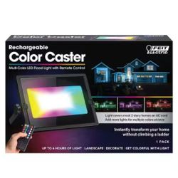 7.5 in 30-Watt 1200- Lumen Plugin/Battery Operated LED Rechargeable Outdoor Color Changing Landscape Flood Light (1- Pack)