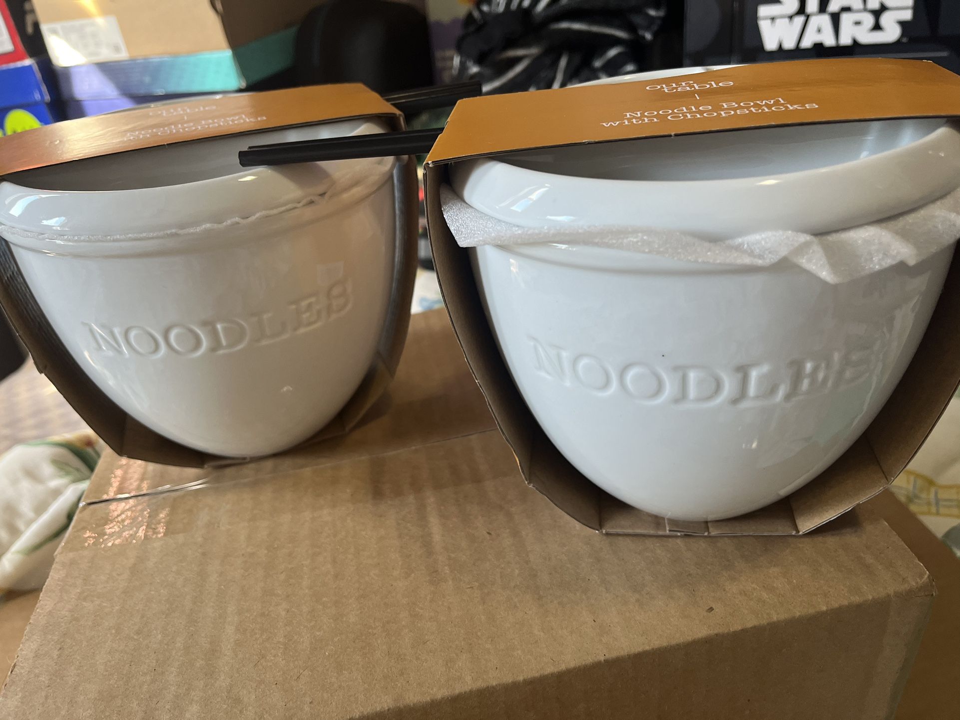 Noodle Bowls With Chopsticks