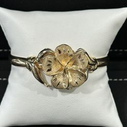 Gold Flower Bangle Bracelet 