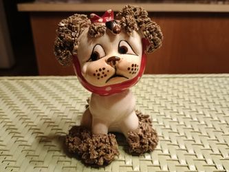 Vintage Lefton Spaghetti Puppy w/ Bee on forehead