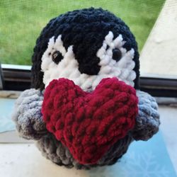 Crochet Penguin Plushie With Heart