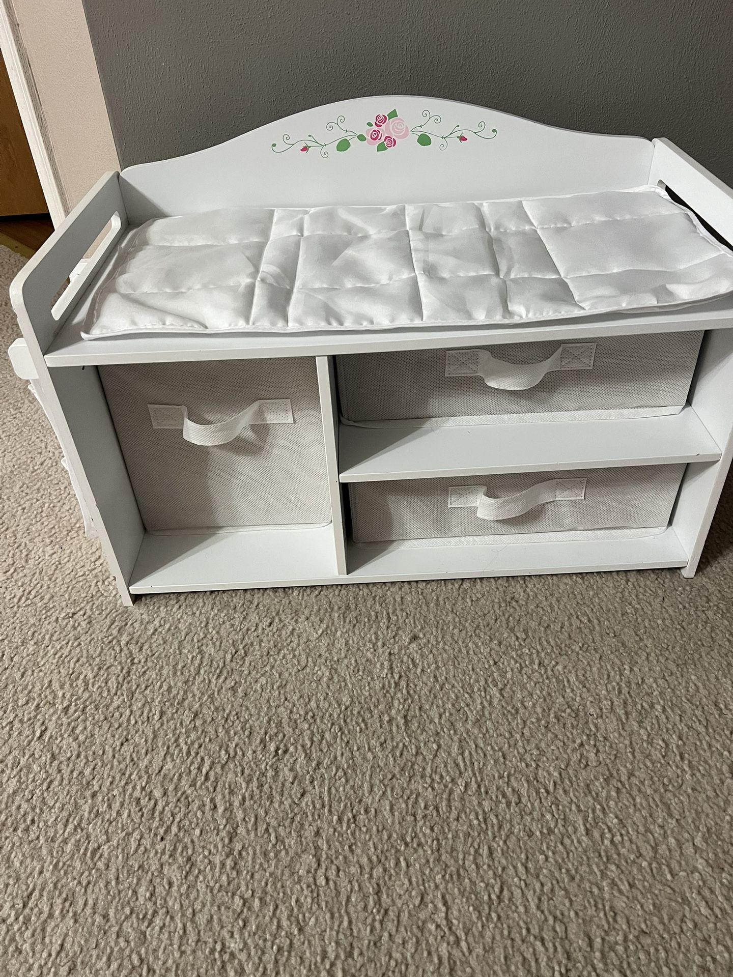 Toy Baby Changing Table With Drawers And Pad