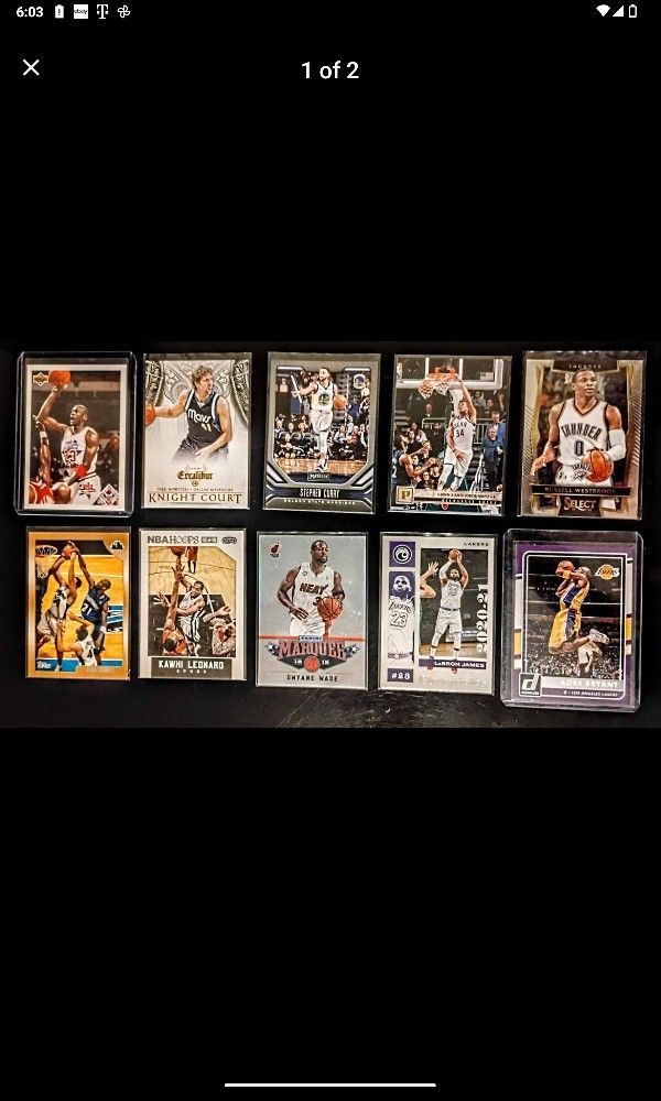 NBA Michael Jordan Kobe Bryant LeBron James And All Time Legends 10 Card Lot.