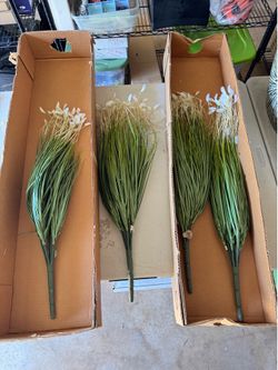 4 Artificial Decorative Grass Stems Bush Blooms, hierba decorativa artificial flores floral home decor