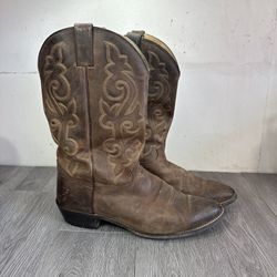 Justin P0202 Classic Cowboy Western Pull On Brown Leather Men’s Boots Size 14 EE