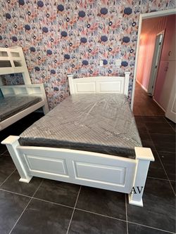 White Full Bed and Mattress