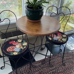 Antique Ice Cream Table And Two Chairs 