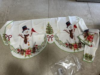 New Christmas Snowman Fireplace Mantel Scarf Cover, Christmas Mantel Decorations, Snowflake Elk Balls Xmas Christmas Fireplace Shelf Top Sc