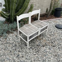 Title: Rustic Farmhouse Loveseat Bench – Reclaimed Wood, Compact 33” Long  Description: This one-of-a-kind rustic farmhouse-style loveseat bench is ha