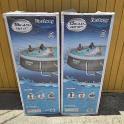 Bestway Fast Set 15’ x 42” Round Inflatable Pool Set