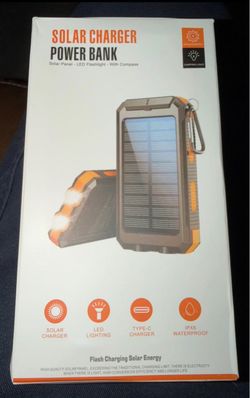 20,000mah black portable solar charger power bank