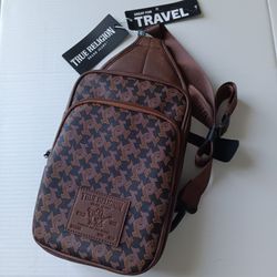 True Religion Men’s Brown Monogram Sling Crossbody Bag