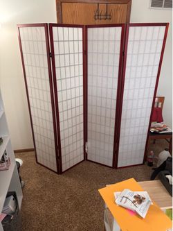 4 Panel Dark Wood Shoji Room Divider