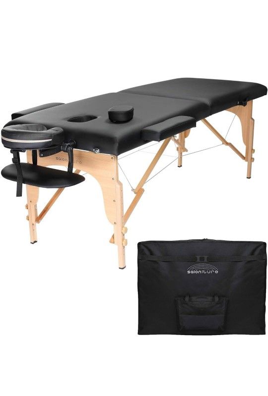 Professional Memory Foam Massage Table -Portable with Carrying Case New/Blac