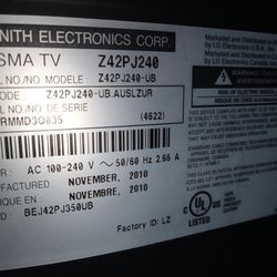 Zenith Plasma 42 Inch 