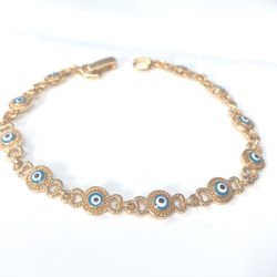 Evil Eye Teal Heart Bracelet/ Pulsera De Ojo Con Corazon