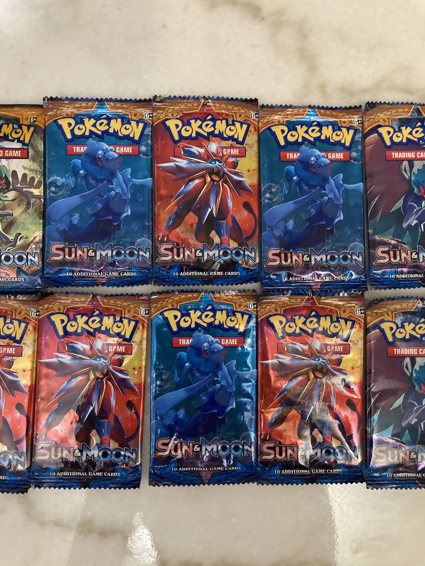 10 Pokemon Sun & Moon Booster Packs