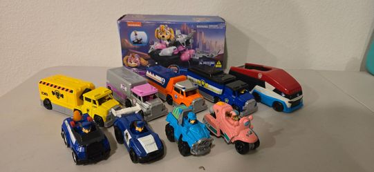 Paw Patrol Mighty Movie Jet & Huge Diecast Metal Vehicle Lot (9 Cars / trucks + New item in box!)