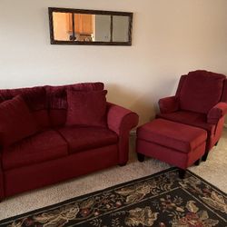 Loveseat, Chair, and Ottoman
