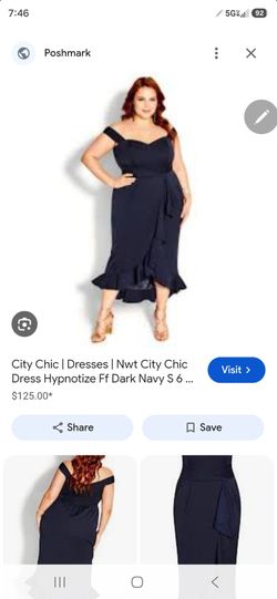 City Chic Hypnotize Dark Navy Wrap Dress size m18
