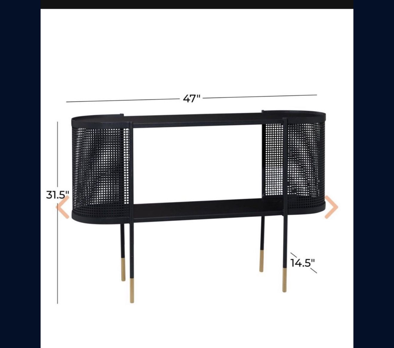 Black Mesh Console Table
