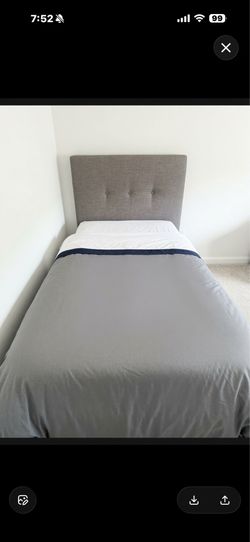 Twin Upholstered Bed ( Tweed)
