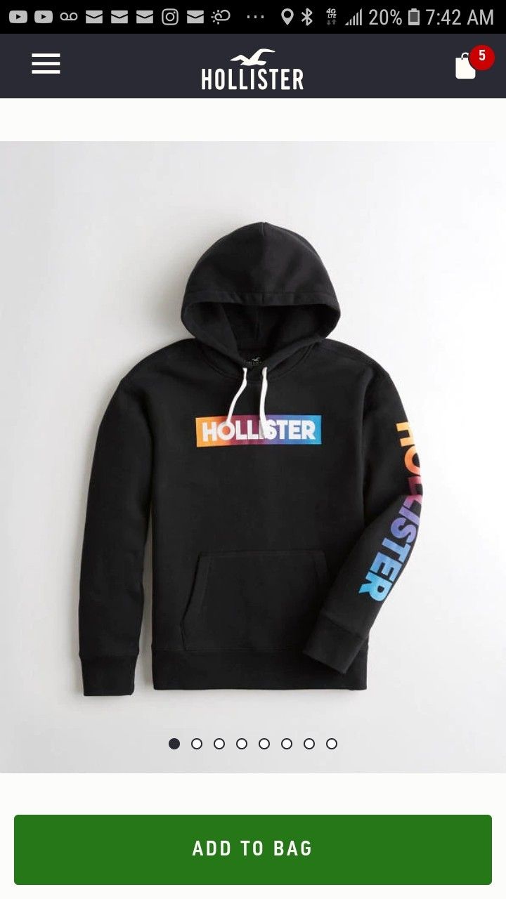 New Mens Hollister Icon Hoodie