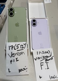 iPhone 17 (512 )GB $550 and iPhone 17 Pro Max $950