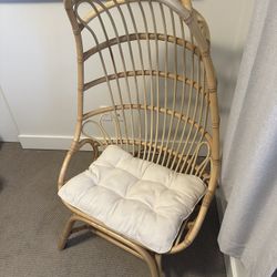 Boho Rattan Chair with Cushion