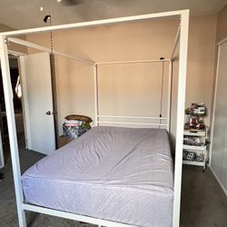 Queen White Canopy Bed Frame