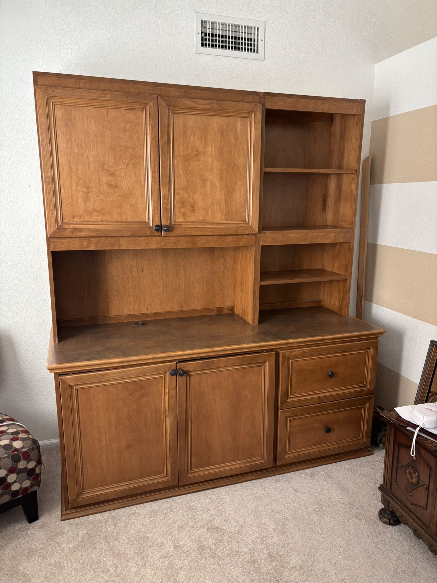 Expandable Computer desk with hutch and file drawers