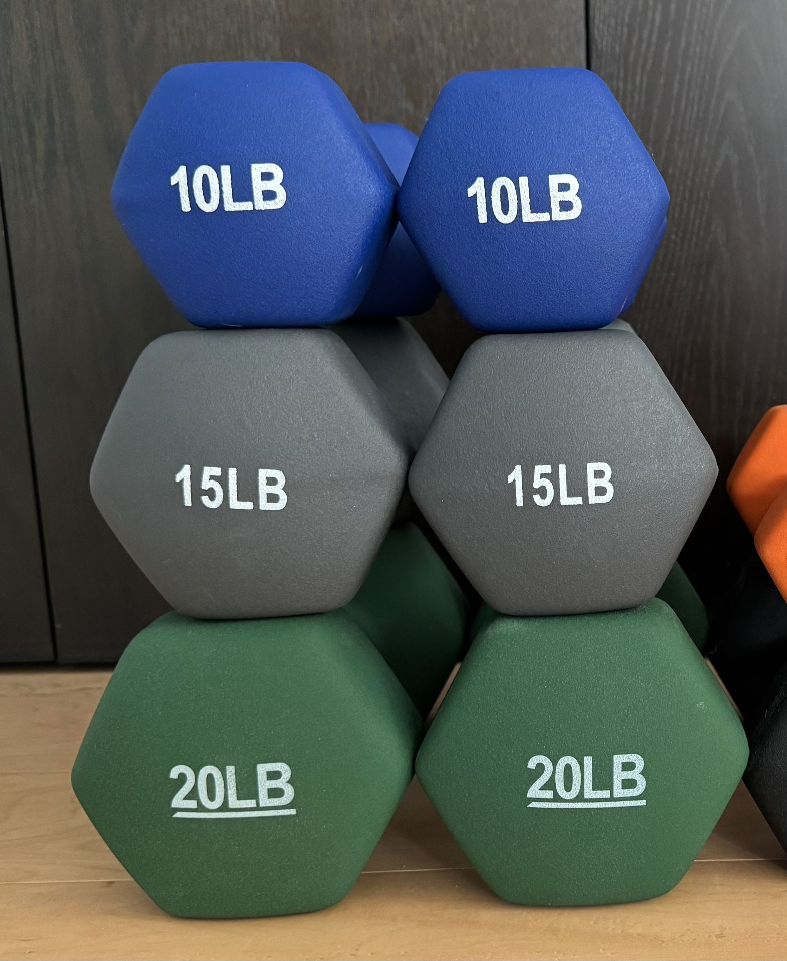 (Sale pending) Hex Dumbbell Pairs- 10lbs, 15lbs, 20lbs