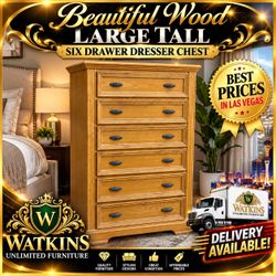 🪵 BEAUTIFUL WOOD LARGE TALL 6-DRAWER DRESSER CHEST! 🪵