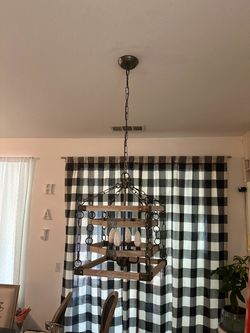 Rustic Wood and Metal Chain Chandelier