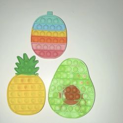 Fruit Shaped Pop-It Tactile Sensory Toy Set Pineapple Avocado Ages 4-11
