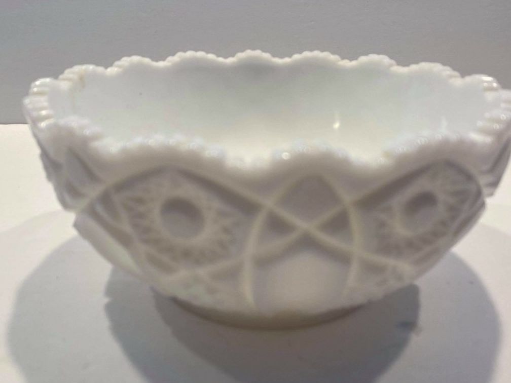 McKee Prescut Quintec Milk Glass Bowl