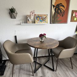 Dining Table And Leather Chairs Set