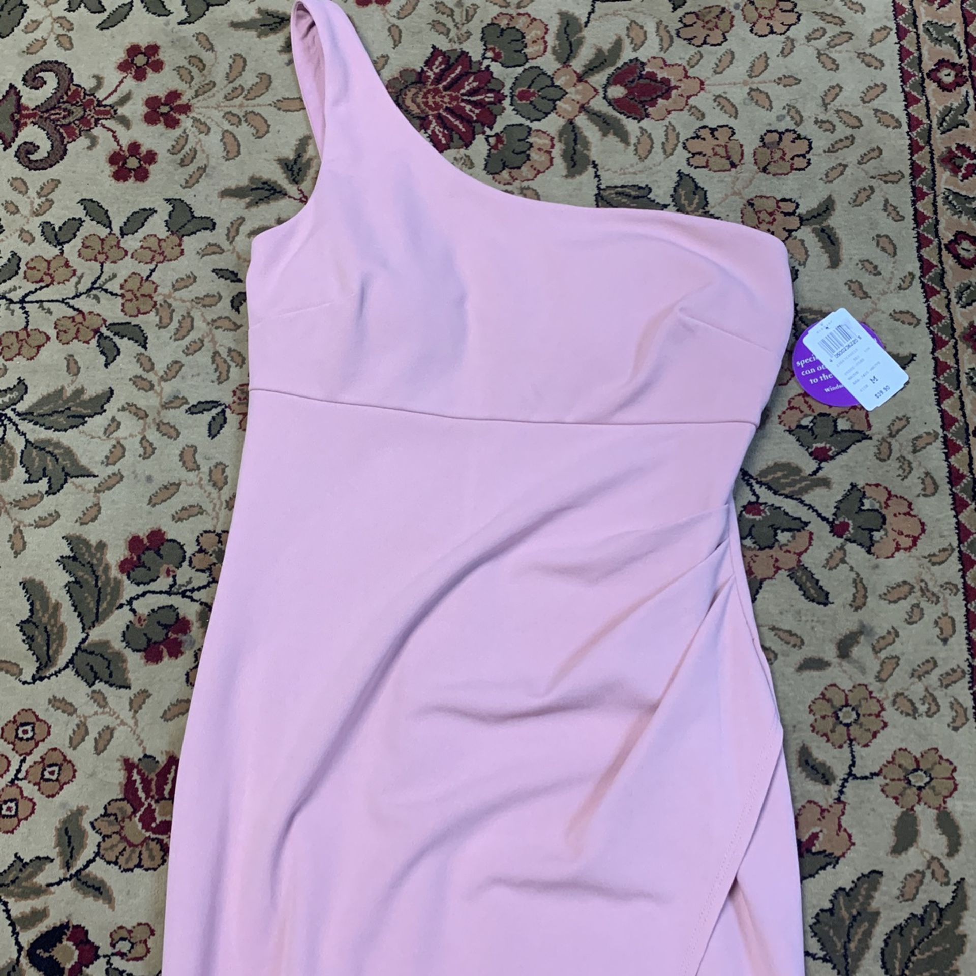 One Shoulder Long Pink Dress
