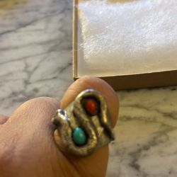 Antique Navajo Sterling Silver Snake Ring