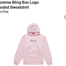 Supreme Bling Box Logo Hooded Sweatshirt  Size small Brand New