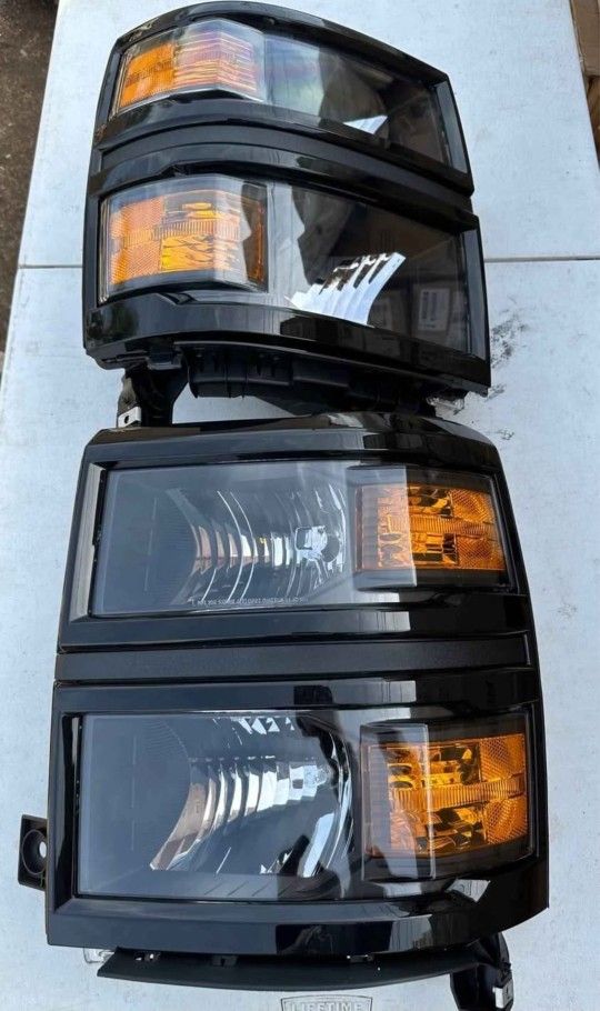14-15 Chevrolet Silverado Headlights Luces Micas Calaveras Faros Faroles Focos Chevy Headlamps