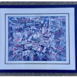 Rare Mickey Mantle Autographed Collage Print-Matted In Signature  JSA-COA 35X29”