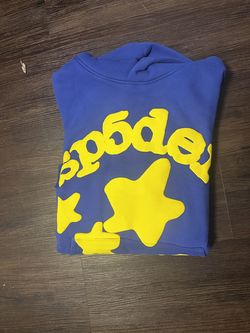 Men’s Blue And Yellow Sp5der Hoodie