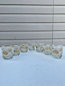 Vintage Libbey Marine Life Glasses Fish Seahorses Shells